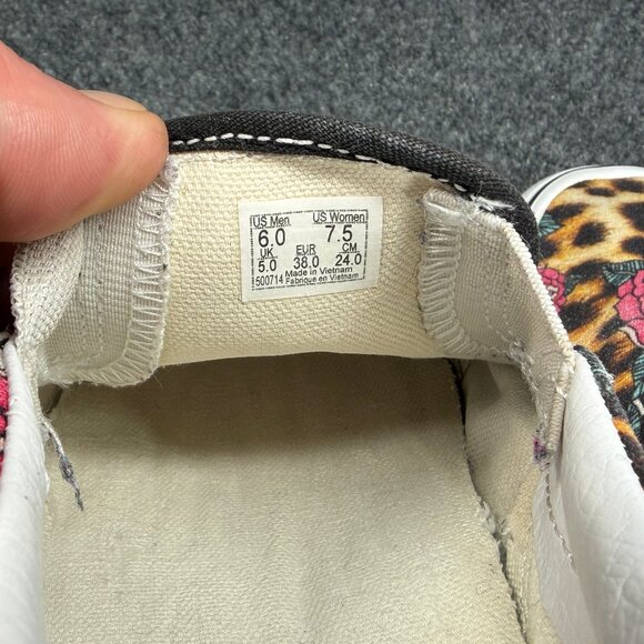 Vans Checkerboard Rose Cheetah Print Slip On Shoe Womens Size 7.5 Retro Athletic - Picture 11 of 11